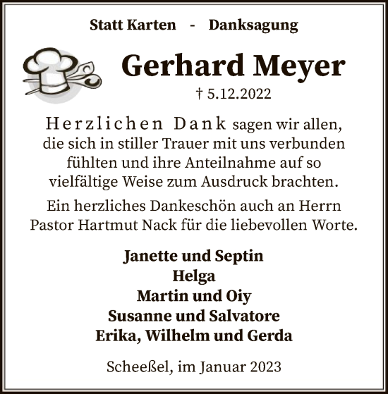 Traueranzeige von Gerhard Meyer von SYK