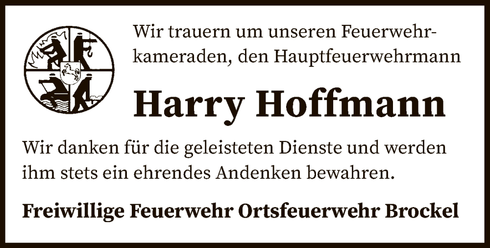  Traueranzeige für Harry Hoffmann vom 28.01.2023 aus SYK