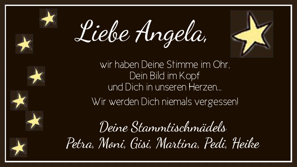  Traueranzeige für Angela Blome vom 14.10.2023 aus SYKSYK