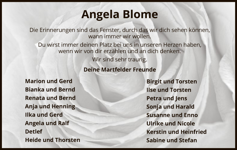  Traueranzeige für Angela Blome vom 14.10.2023 aus SYK