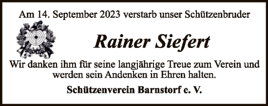 Traueranzeige von Rainer Siefert von SYK