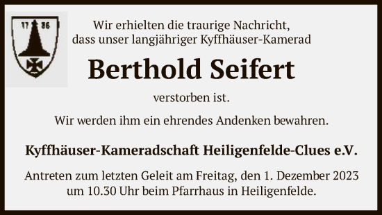 Traueranzeige von Berthold Seifert