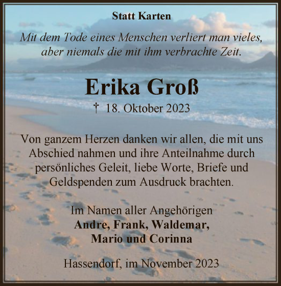 Traueranzeige von Erika Groß von SYK