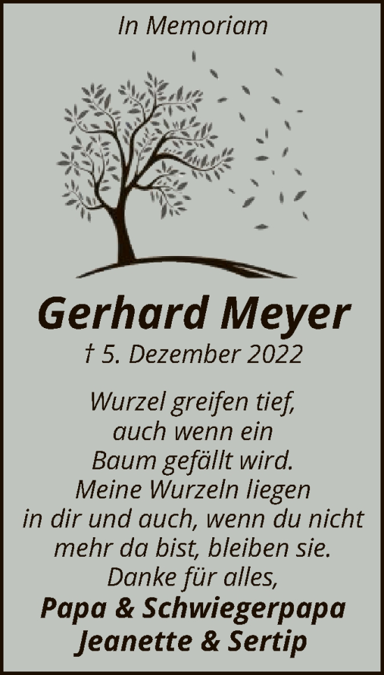 Traueranzeige von Gerhard Meyer von SYK