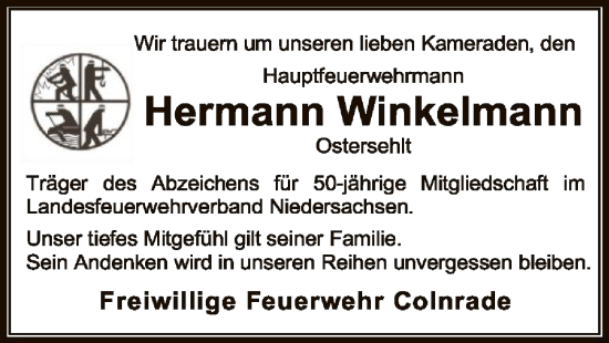 Traueranzeige von Hermann Winkelmann von SYKSYK