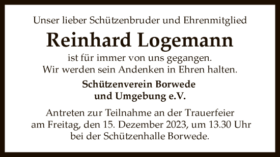 Traueranzeige von Reinhard Logemann von SYK