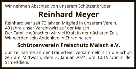 Traueranzeige von Reinhard Meyer von SYK