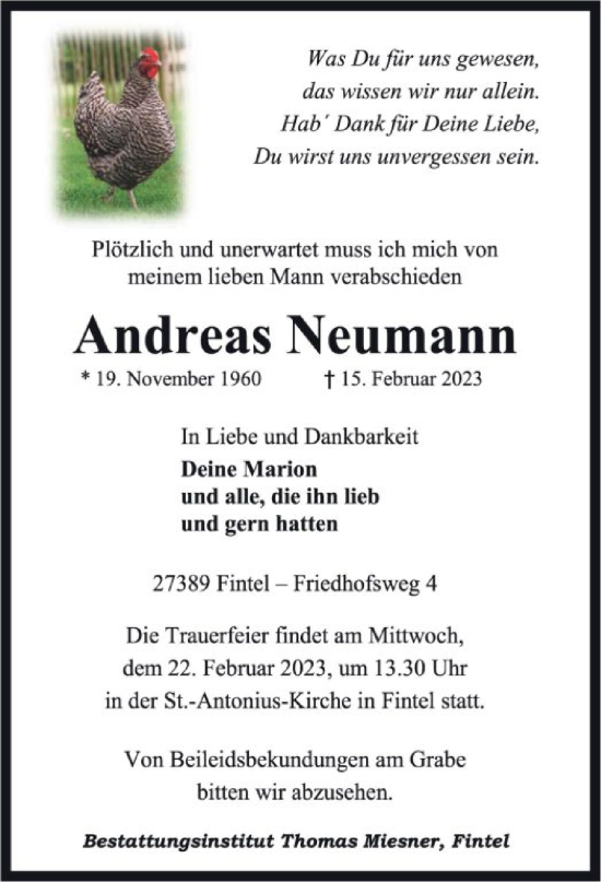 Traueranzeige von Andreas Neumann von SYK