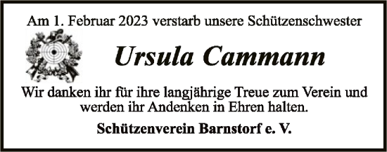 Traueranzeige von Ursula Cammann von SYK