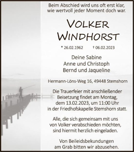 Traueranzeige von Volker Windhorst von SYK