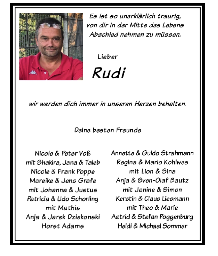  Traueranzeige für Rudi Sontowski vom 01.03.2023 aus Syk