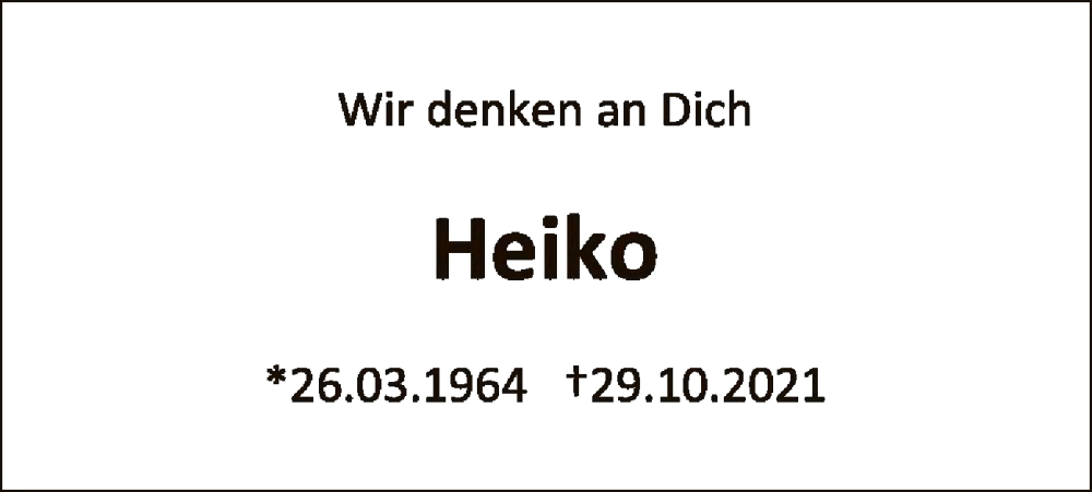  Traueranzeige für Heiko Schmidt vom 25.03.2023 aus SYK