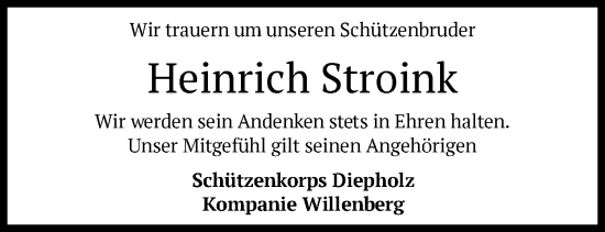 Traueranzeige von Heinrich Stroink von SYK