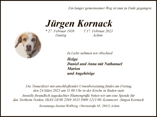 Traueranzeige von Jürgen Kornack von SYK