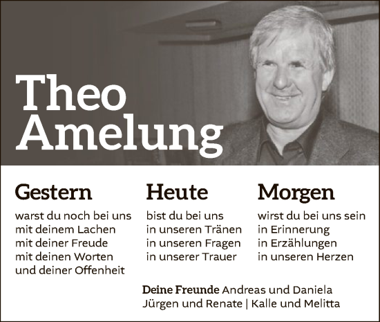 Traueranzeige von Theo Amelung von SYK