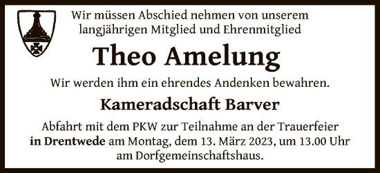 Traueranzeige von Theo Amelung von SYK