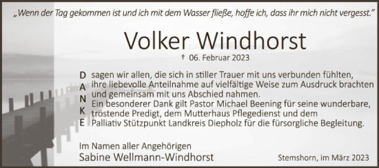 Traueranzeige von Volker Windhorst von SYK