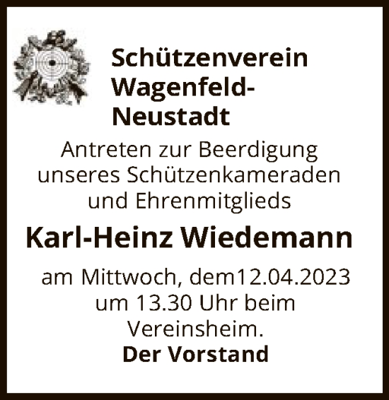 Traueranzeige von Karl-Heinz Wiedemann von SYK