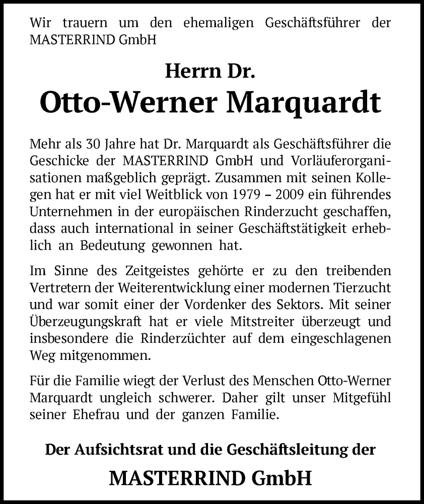  Traueranzeige für Otto-Werner Marquardt vom 15.04.2023 aus SYK