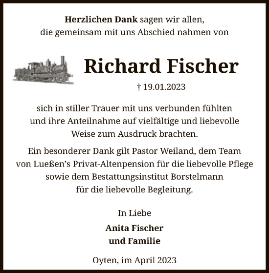 Traueranzeige von Richard Fischer von SYK