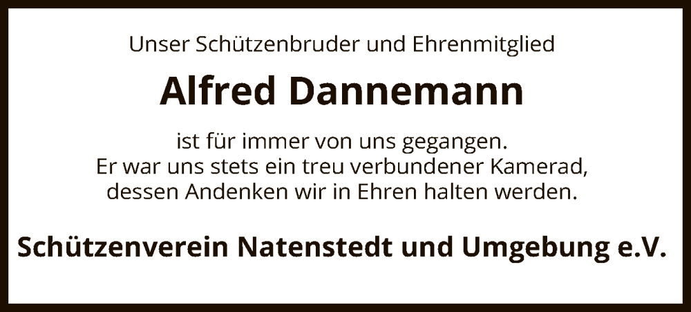  Traueranzeige für Alfred Dannemann vom 27.05.2023 aus SYK