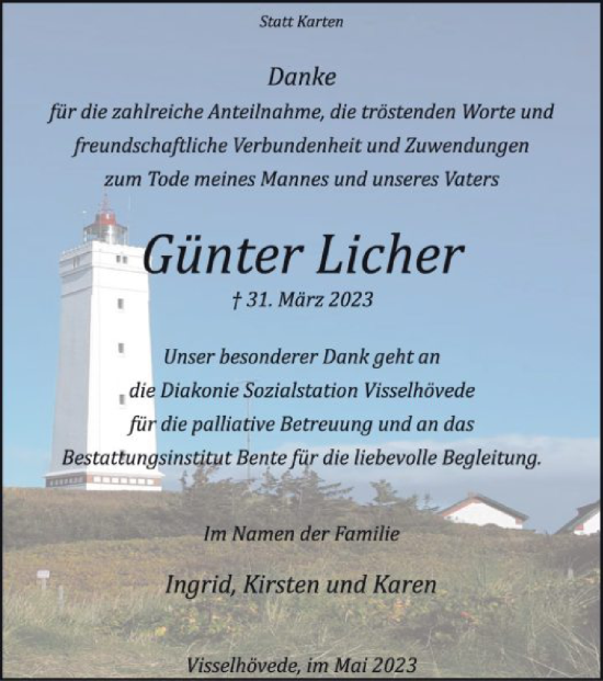 Traueranzeige von Günter Licher von SYK