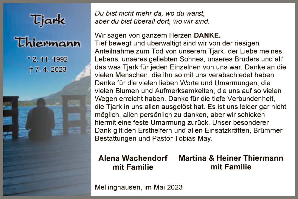  Traueranzeige für Tjark Thiermann vom 20.05.2023 aus SYK