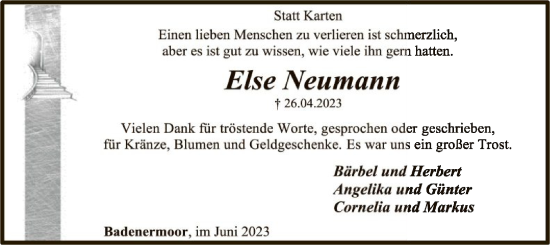 Traueranzeige von Else Neumann von SYK