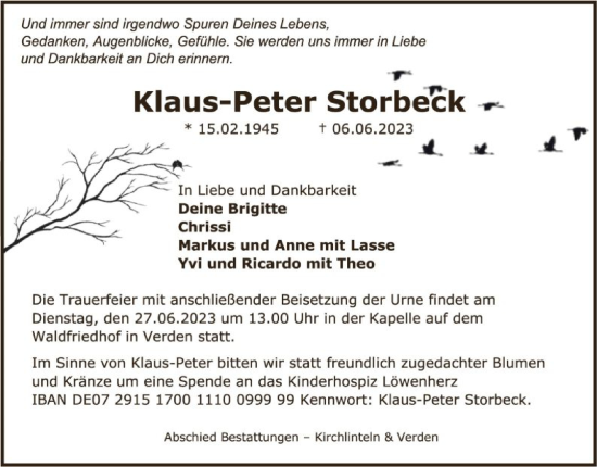 Traueranzeige von Klaus-Peter Storbeck von SYK