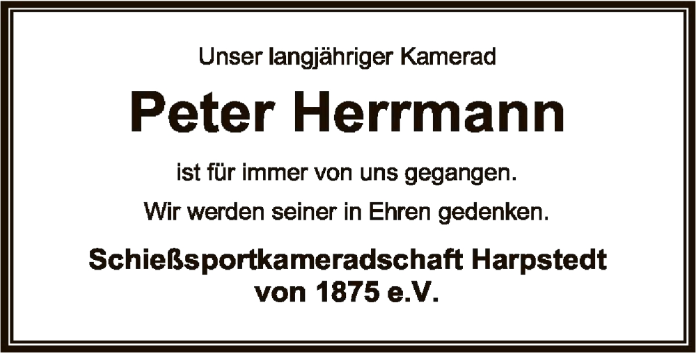  Traueranzeige für Peter Herrmann vom 17.06.2023 aus SYK