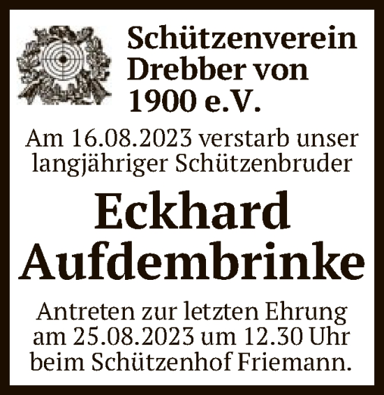 Traueranzeige von Eckhard Aufdembrinke von SYK