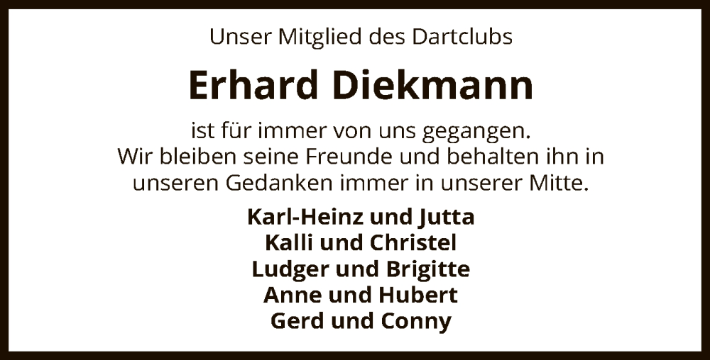  Traueranzeige für Erhard Diekmann vom 26.08.2023 aus SYK