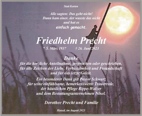 Traueranzeige von Friedhelm Precht von SYK