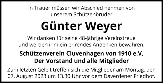 Traueranzeige von Günter Weyer von SYK