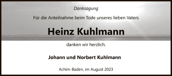 Traueranzeige von Heinz Kuhlmann von SYK