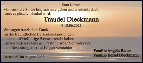 Traueranzeige von Traudel Dieckmann von SYK