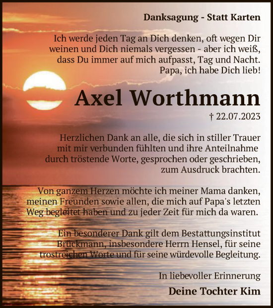 Traueranzeige von Axel Worthmann von SYK