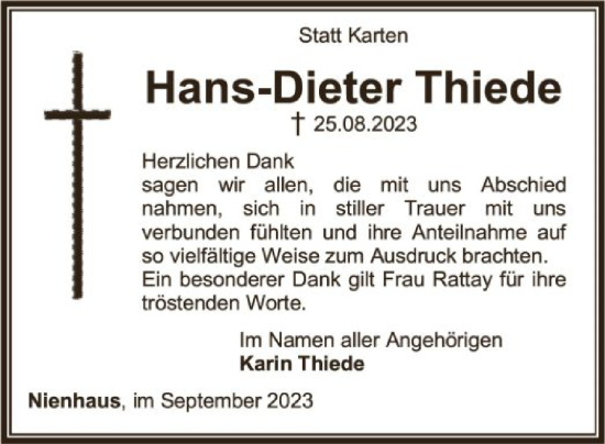 Traueranzeige von Hans-Dieter Thiede von SYK