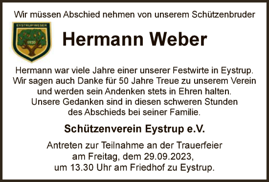 Traueranzeige von Hermann Weber von SYK