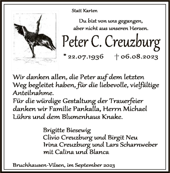 Traueranzeige von Peter C. Creuzburg von SYKSYK