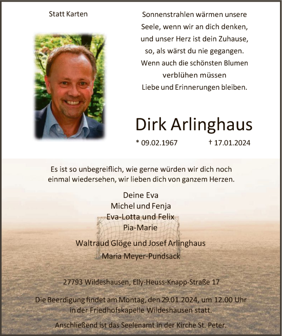 Traueranzeige von Dirk Arlinghaus von SYK