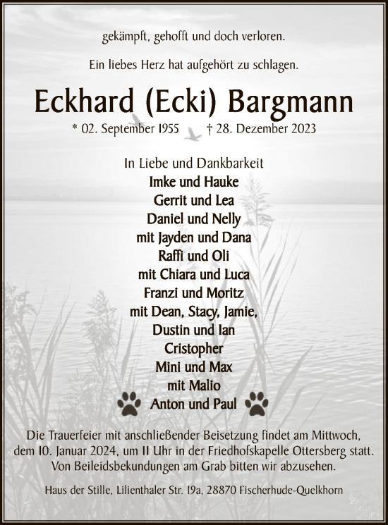 Traueranzeige von Eckhard Bargmann von SYK