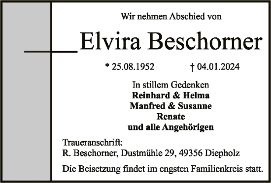 Traueranzeige von Elvira Beschorner von SYK