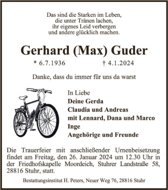 Traueranzeige von Gerhard Guder von SYK