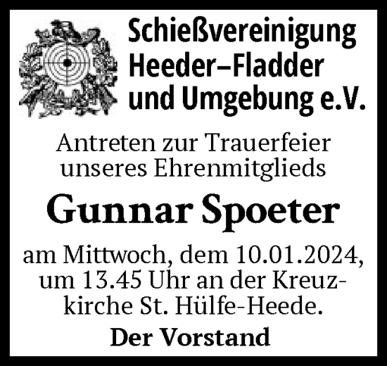 Traueranzeige von Gunnar Spoeter von SYK