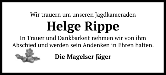 Traueranzeige von Helge Rippe von SYK