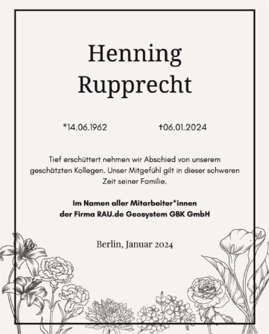 Traueranzeige von Henning Rupprecht von SYK