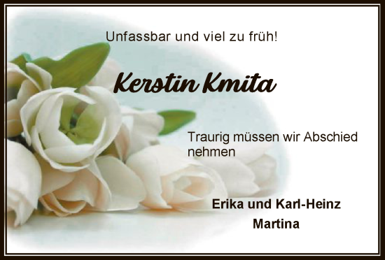 Traueranzeige von Kerstin Kmita von SYKSYK