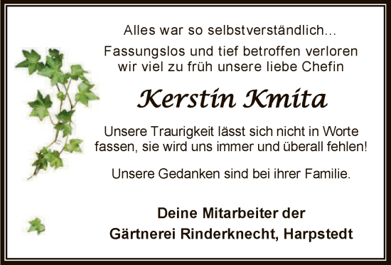 Traueranzeige von Kerstin Kmita von SYKSYK