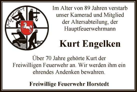 Traueranzeige von Kurt Engelken von SYK